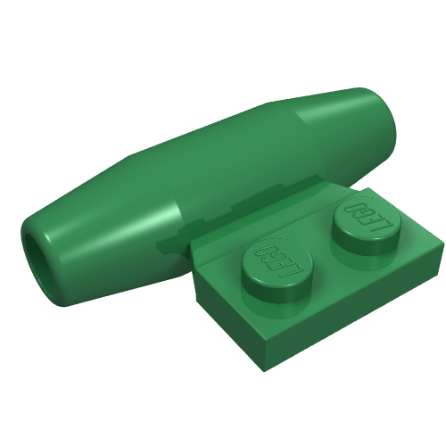Engine - Smooth, Small 1 x 2 Side Plate [With Axle Holders] (Green)