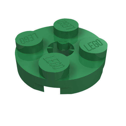 Plate Round 2 x 2 with Axle Hole Type 2 (X Opening) (Green)