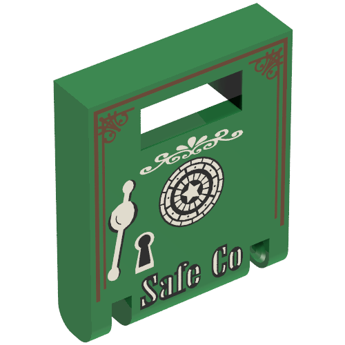 Box 2 x 2 x 2 Door with Slot and Safe with 'Safe Co' Print (Green)