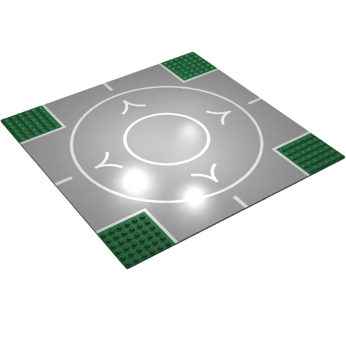 Baseplate 32 x 32 with 6-Stud Crossroads with Runway Print (Green)