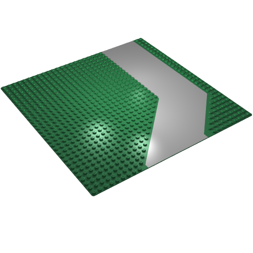 Baseplate 32 x 32 with 9-Stud Angled with Gray Driveway / Road Print (Green)