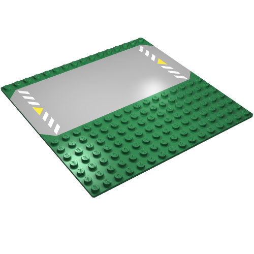 Baseplate 16 x 16 Road / Driveway with Yellow Triangle Print (Green)