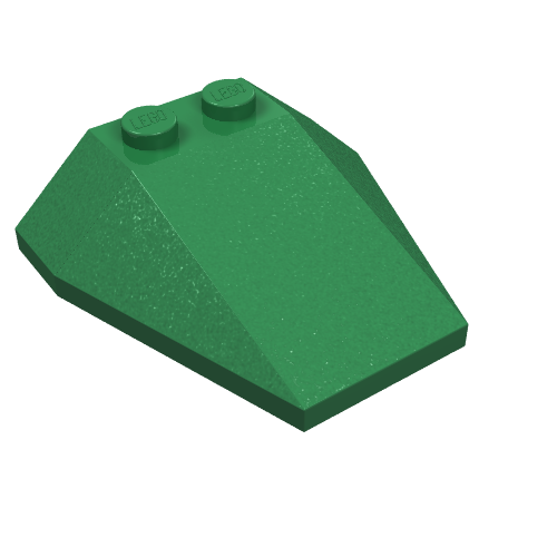 Brick Wedged, Sloped 4 x 4 Triple, No Stud Notches (Green)