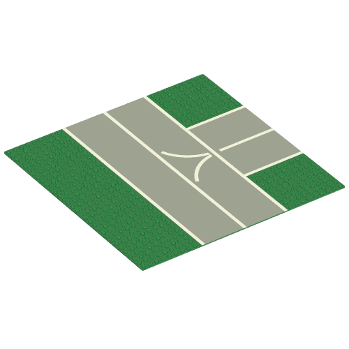 Baseplate 32 x 32 with 9-Stud T Intersection with Road / Runway Print (Green)