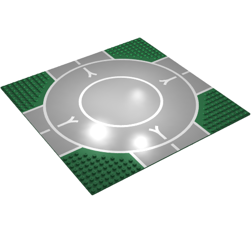 Baseplate 32 x 32 with 9-Stud Crossroads / Landing Pad with Runway Print (Green)