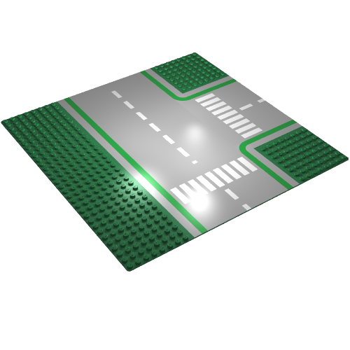 Baseplate 32 x 32 with 8-Stud T Intersection with Road and Crosswalks Print (Green)
