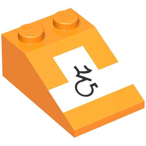 Brick Sloped 33° 3 x 2 with White and Black Print (Orange)