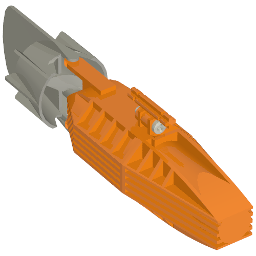 Motor, Boat Propeller and Rudder, 19 x 4 x 4, 2-Blade Propeller [Complete Assembly] (Orange)
