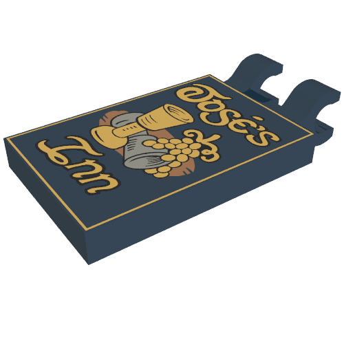 Tile Special 2 x 3 with 2 Clips with 'José's Inn' Print (Dark Blue)