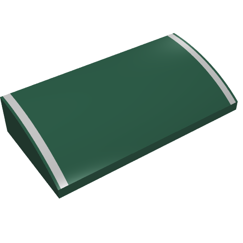 Brick Curved 2 x 4 x 2/3 No Studs with 2 Gold Stripes Print (Dark Green)