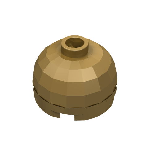 Brick Round 2 x 2 Dome Top, Blocked Open Stud, Bottom Axle Holder (Pearl Gold)