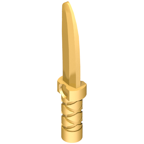 Weapon Dagger / Knife with Flat Hilt End and Curved Blade, Cross Hatched Grip (Pearl Gold)