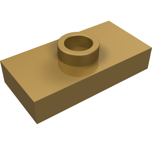 Plate Special 1 x 2 with 1 Stud without Groove (Jumper) (Pearl Gold)