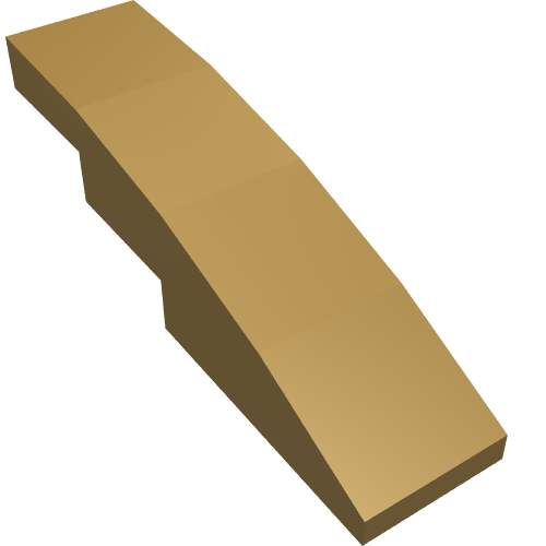 Brick Curved 4 x 1 No Studs [Stud Holder with Asymmetric Ridges] (Pearl Gold)