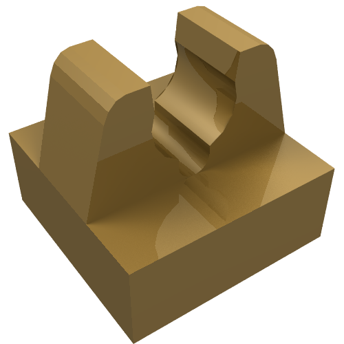 Tile Special 1 x 1 with Clip with Rounded Tips and Center Cut (Pearl Gold)