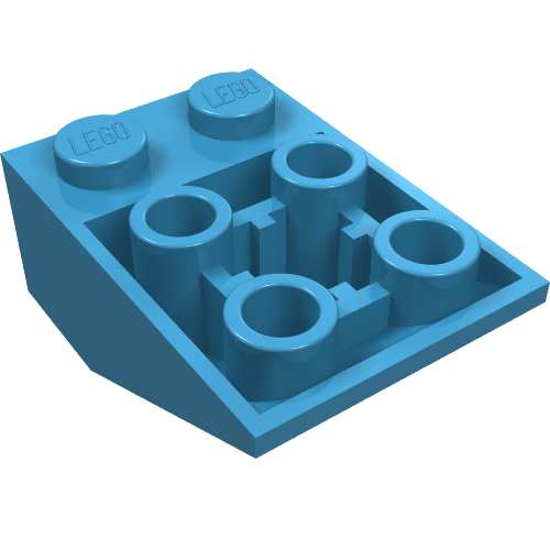 Brick Sloped Inverted 33° 3 x 2, Connections between Studs, Ovoid Bottom Pin (Maersk Blue)