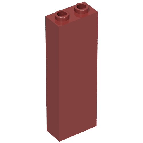 Brick 1 x 2 x 5 with Blocked Open Studs and Bottom Stud Holder with Asymmetric Ridges (Dark Red)