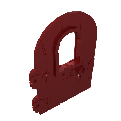 Door 1 x 4 x 6 Round Top with Window and Keyhole, Non Reinforced Edge (Dark Red)