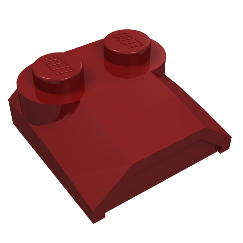 Brick Curved 2 x 2 x 2/3 Two Studs and Lip End (Dark Red)