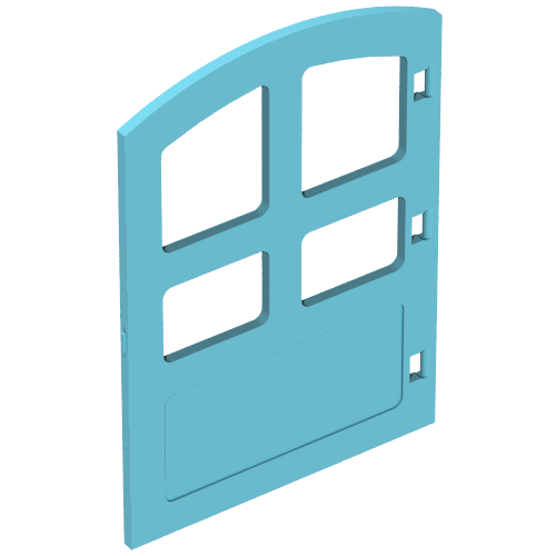 Duplo Door 1 x 4 x 4 with Four Panes, Different Size and Curved Top (Medium Azure)
