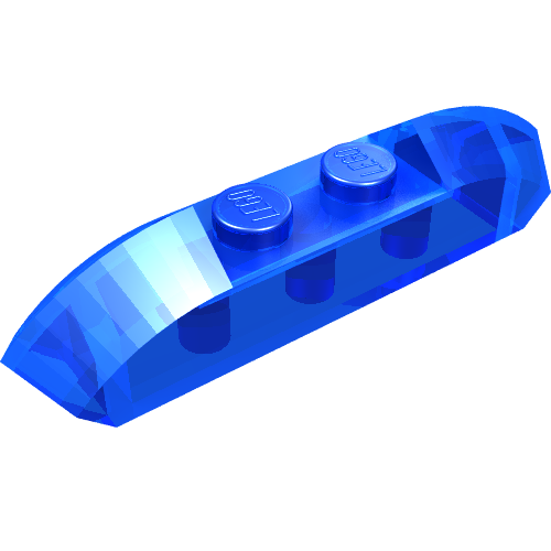 Brick Curved 1 x 4 with Sloped Ends and Two Top Studs (Trans-Dark Blue)