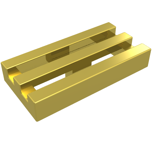 Tile Special 1 x 2 Grille with Bottom Groove (Chrome Gold)