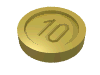 Money / Coin with "10" Sans-serif Type (Chrome Gold)