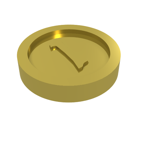 Money / Coin with "1" Gothic Type (Chrome Gold)