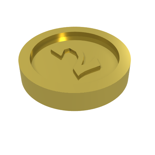 Money / Coin with "2" Gothic Type (Chrome Gold)