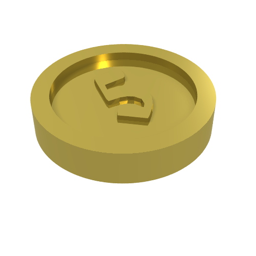 Money / Coin with "5" Gothic Type (Chrome Gold)