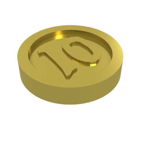 Money / Coin with "10" Gothic Type (Chrome Gold)