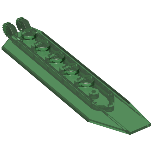 Hinge Plate 1 x 8 Locking with Angled Side Extensions, Rounded Plate Underside, 9 Teeth (Trans-Green)