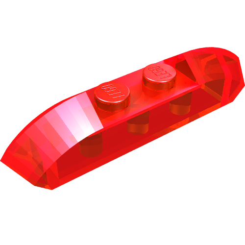 Brick Curved 1 x 4 with Sloped Ends and Two Top Studs (Trans-Red)