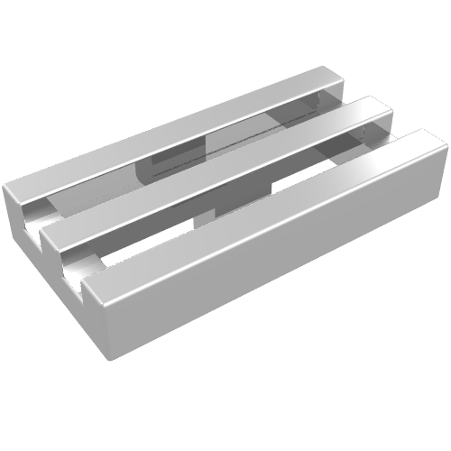 Tile Special 1 x 2 Grille with Bottom Groove (Chrome Silver)