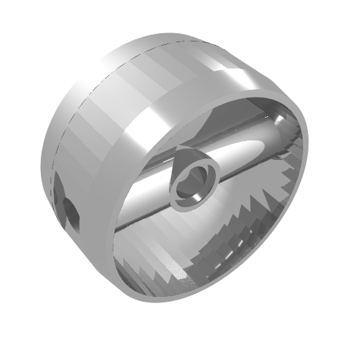 Technic Cylinder 4 x 4 with Pin Holes and Centre Bar, Closed Sides on Bar (Chrome Silver)