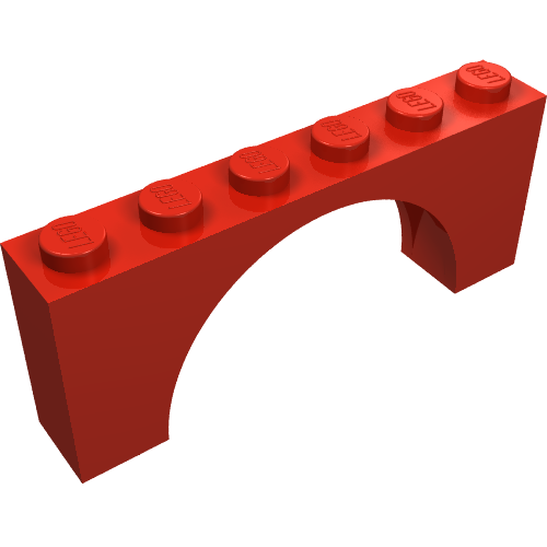 Brick Arch 1 x 6 x 2 - Very Thin Top without Reinforced Underside (Red)