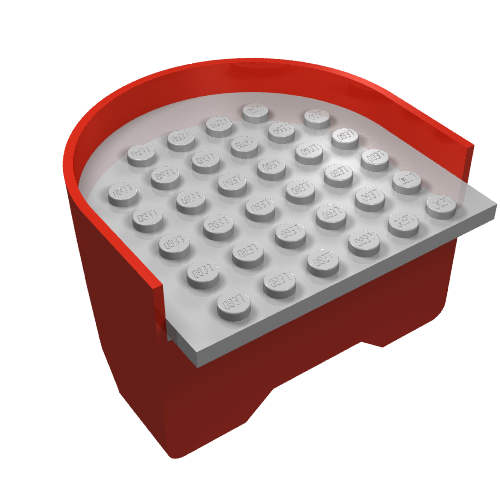 Boat Hull Section, Stern 6 x 6 x 3 1/3 with Light Gray Deck (Red)