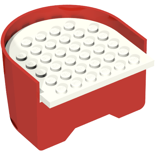 Boat Hull Section, Stern 6 x 6 x 3 1/3 with White Deck (Red)