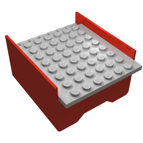 Boat Hull Section, Middle 6 x 8 x 3 1/3 with Light Gray Deck (Red)