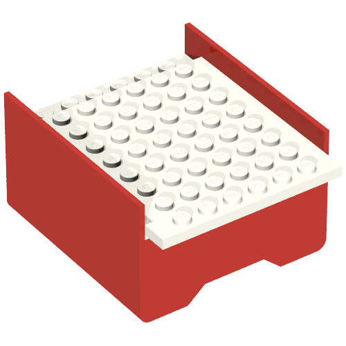 Boat Hull Section, Middle 8 x 6 x 3 1/3, Deck Color White (Red)
