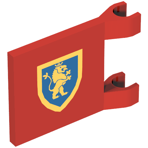 Flag 2 x 2 Square with Lion Rampant Gold on Blue Shield Print (Red)