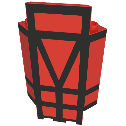 Panel 3 x 3 x 6 Corner Wall with Black Lines Print (Red)