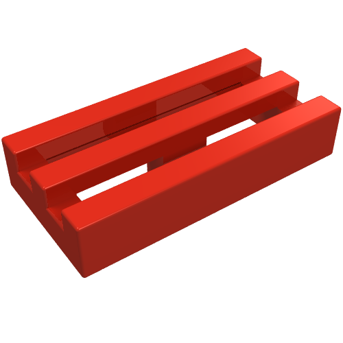 Tile Special 1 x 2 Grille without Bottom Groove (Red)