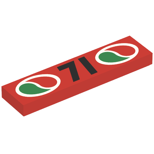 Tile 1 x 4 with Octan Logos and '71' Print (Red)