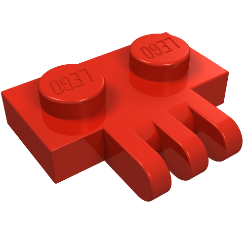 Hinge Plate 1 x 2 with 3 Fingers On Side (Red)