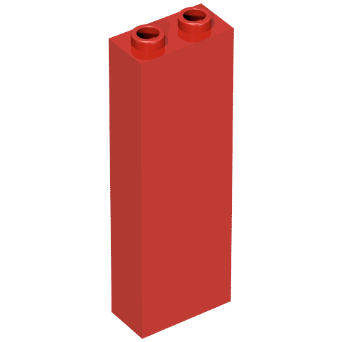 Brick 1 x 2 x 5 with Blocked Open Studs and Bottom Stud Holder with Asymmetric Ridges (Red)