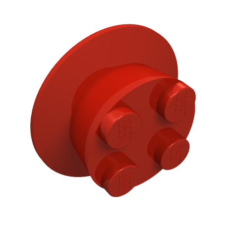 Train Wheel with 2 x 2 Stud Center, Beveled Tread and Cam Axle for Motor (Red)