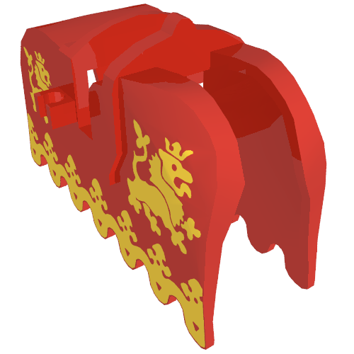 Animal / Creature Accessory, Horse Barding with Yellow Lions Print (Red)