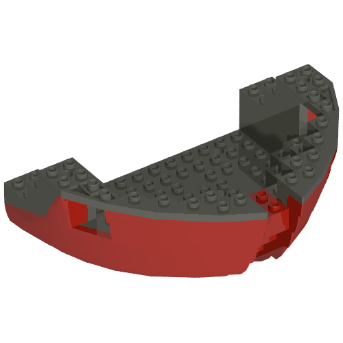 Boat Hull Section, Large Bow 12 x 16 x 5 1/3 with Dark Gray Top [Complete Assembly] (Red)