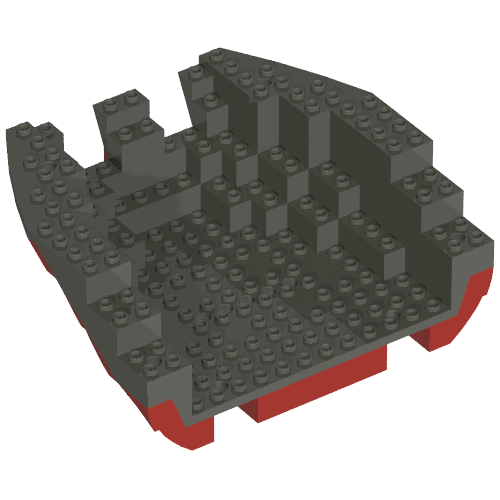 Boat Hull Section, Large Stern 14 x 16 x 5 1/3 with Dark Gray Top [Complete Assembly] (Red)